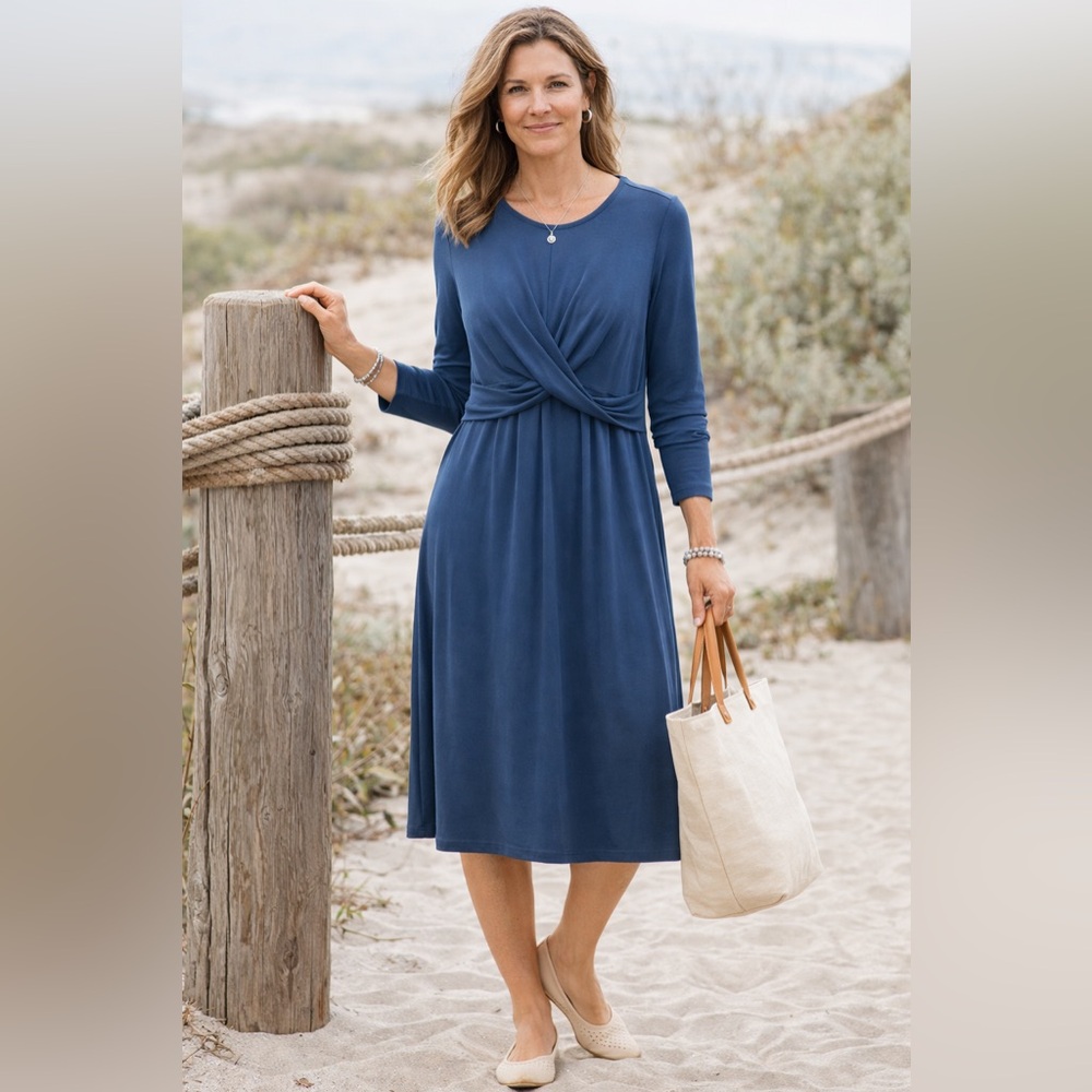 J.Jill Blue Twist‎ Front Knit Dress XS | Effortless Coastal Chic